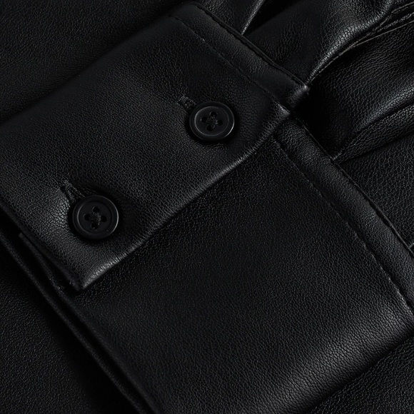 Brand New Express Faux Leather Puff Sleeve Button Up Shirt - Picture 7 of 8